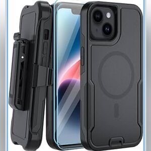 5-in-1 Magnetic Case iPhone 13/14, Heavy Duty Case W/Belt Clip Holster 852-lb2